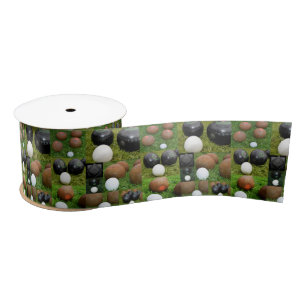 Vintage Lawn Bowls Photo Collage, Satin Ribbon