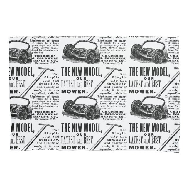 Vintage lawn mower advert pillowcase (Front)