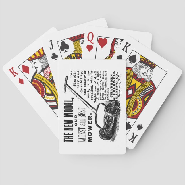 Vintage lawn mower advert playing cards (Back)