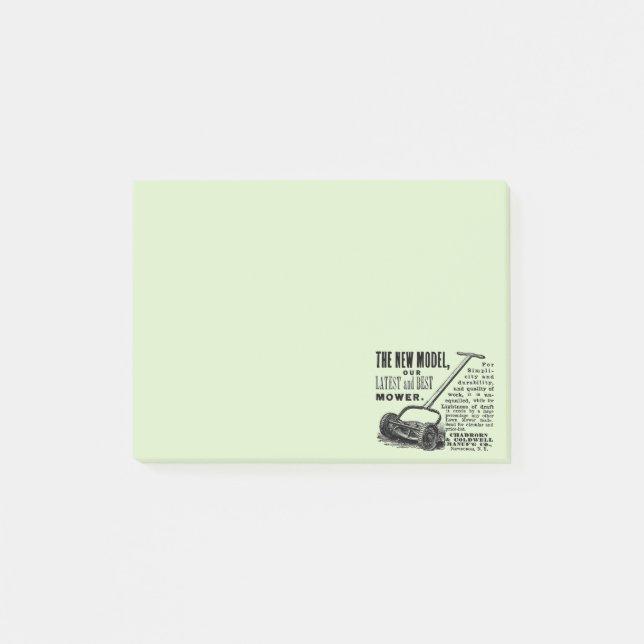 Vintage lawn mower advert post-it notes (Front)