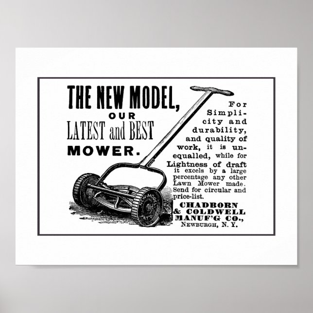 Vintage lawn mower advert poster (Front)