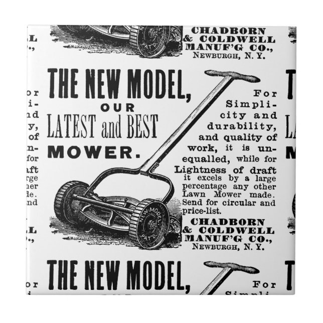 Vintage lawn mower advert tile (Front)