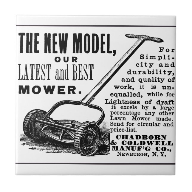 Vintage lawn mower advert tile (Front)