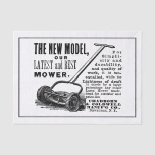 Vintage lawn mower advert tissue paper
