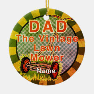 Vintage Lawn Mower  Ceramic Tree Decoration