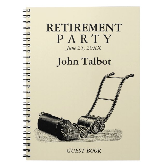 Vintage Lawn Mower Retirement Party Guest Book (Front)