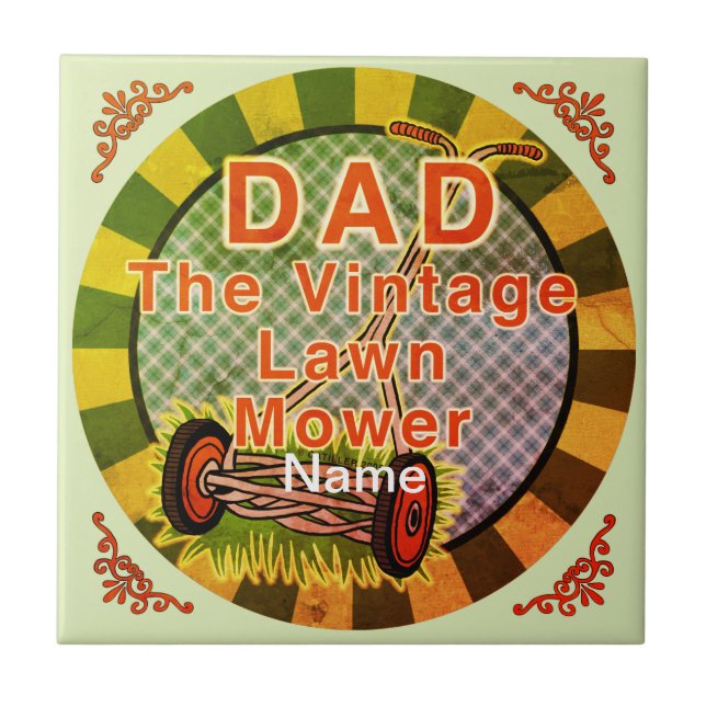 Vintage Lawn Mower  Tile (Front)