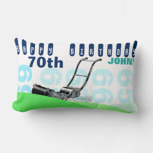 Vintage Lawnmower 70th Birthday Pillow