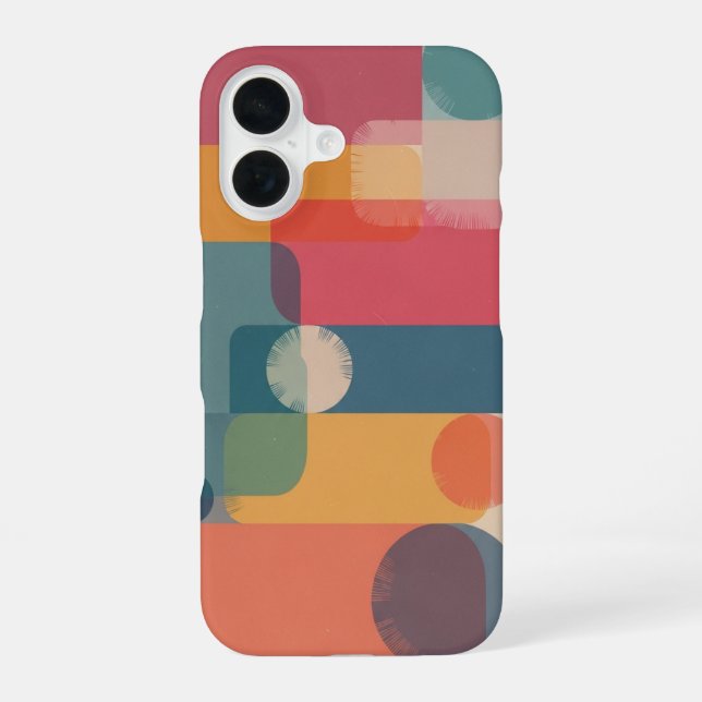 Vintage Layered Geometry iPhone 16 Case (Back)