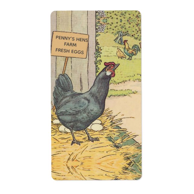 Vintage Laying Hen Farm Fresh Egg Carton Label (Front)