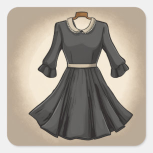 Vintage LBD Art Decal Square Sticker