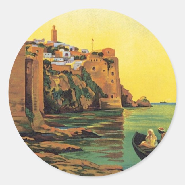 Vintage Le Maroc Morocco Classic Round Sticker (Front)