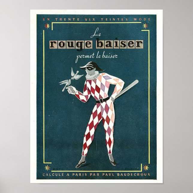 Vintage Le Rouge Baiser Ad Poster (Front)