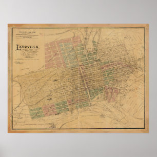 Vintage Leadville CO Map (1895) Poster