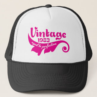 Vintage LEAF aged to perfection 1983 pink.ai Trucker Hat