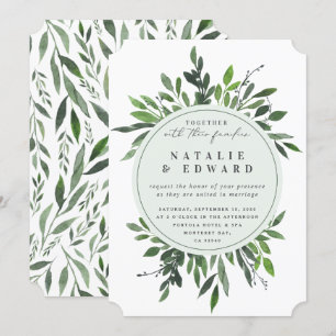 Vintage leafy frame wedding invitation. invitation
