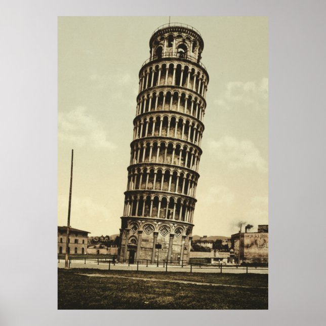 Vintage Leaning Tower of Pisa Photograph (1900) Poster (Front)