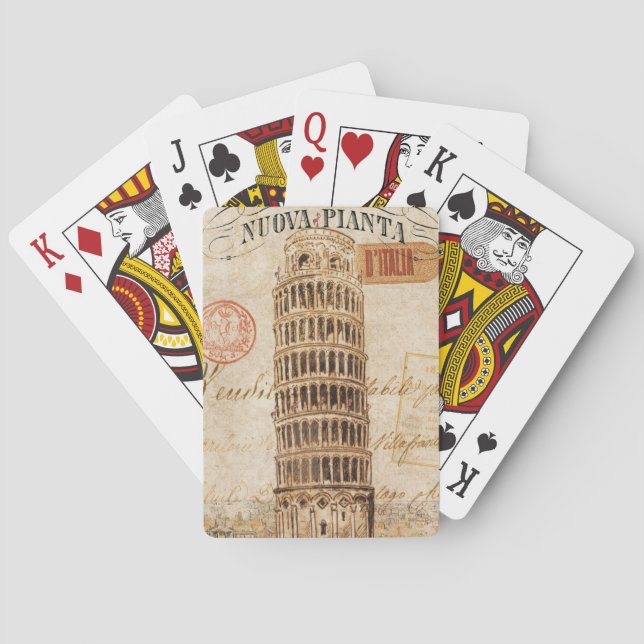 Vintage Leaning Tower of Pisa Playing Cards (Back)