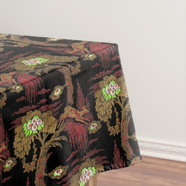 Vintage Leaping Deer Pattern Tablecloth (In Situ)