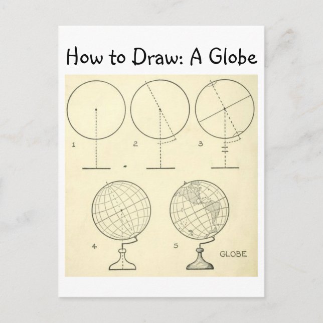 Vintage Learn How to Draw a Globe Postcard (Front)