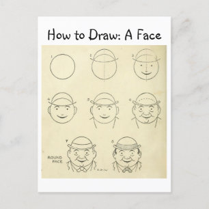 Vintage Learn How to Draw a Round Face Postcard