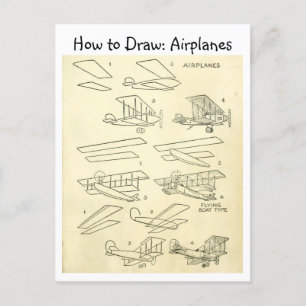 Vintage Learn How to Draw an Aeroplane Postcard