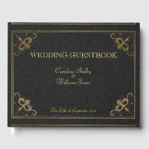 Vintage Leather Book Wedding Guestbook