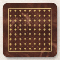 Vintage Leather Brown and Gold Damask Pattern