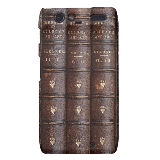 Vintage Leather Library Books Motorola RAZR Case