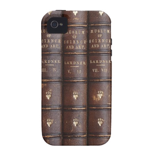 Vintage Leather Library Books on iPhone 4 Tough Vibe iPhone 4 Covers