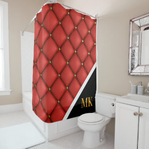 Vintage Leather Monogram Shower Curtain