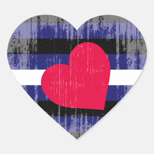 Vintage Leather Pride Heart Sticker (Front)