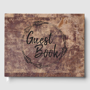Vintage Leather Print Arrow Country Guest Book