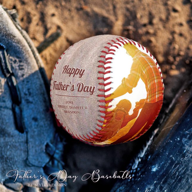 Vintage Leather Print Father's Day Photo Baseball (Creator Uploaded)