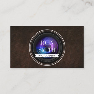 Vintage Leather QR Code Photography Business Card