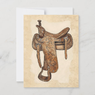 Vintage Leather Saddle Wall Art Postcard
