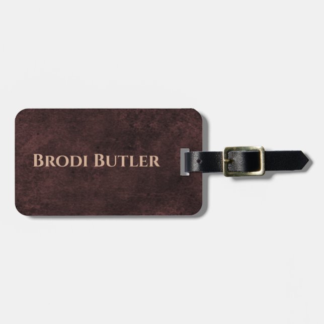 Vintage Leather Style Monogram  Luggage Tag (Front Horizontal)
