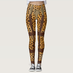 Vintage Leather Tribal Cheetah Animal Print Leggings
