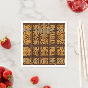 Vintage Leather Tribal Cheetah Animal Print Napkin