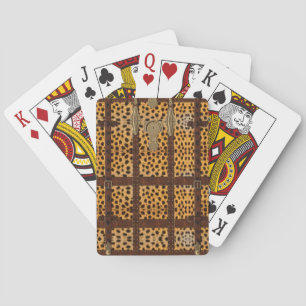 Vintage Leather Tribal Cheetah Animal Print Playing Cards