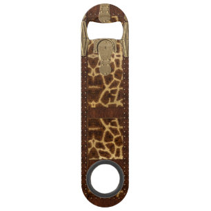 Vintage Leather Tribal Giraffe Animal Print
