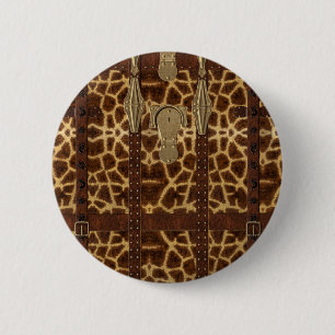 Vintage Leather Tribal Giraffe Animal Print 6 Cm Round Badge