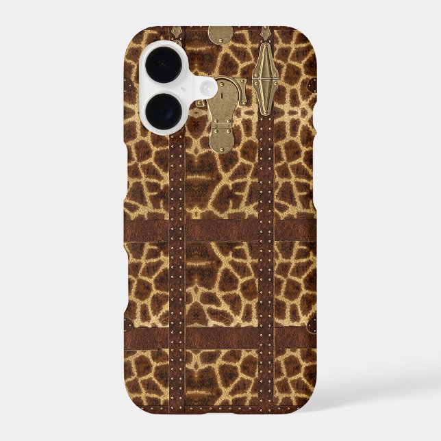 Vintage Leather Tribal Giraffe Animal Print iPhone Case (Back)