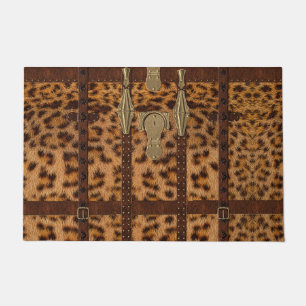 Vintage Leather Tribal Jaguar Animal Print Doormat