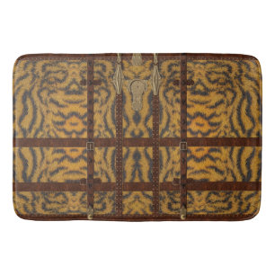 Vintage Leather Tribal Tiger Animal Print Bath Mat