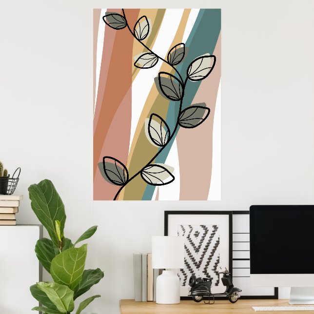 Vintage Leaves Art Poster (Home Office)