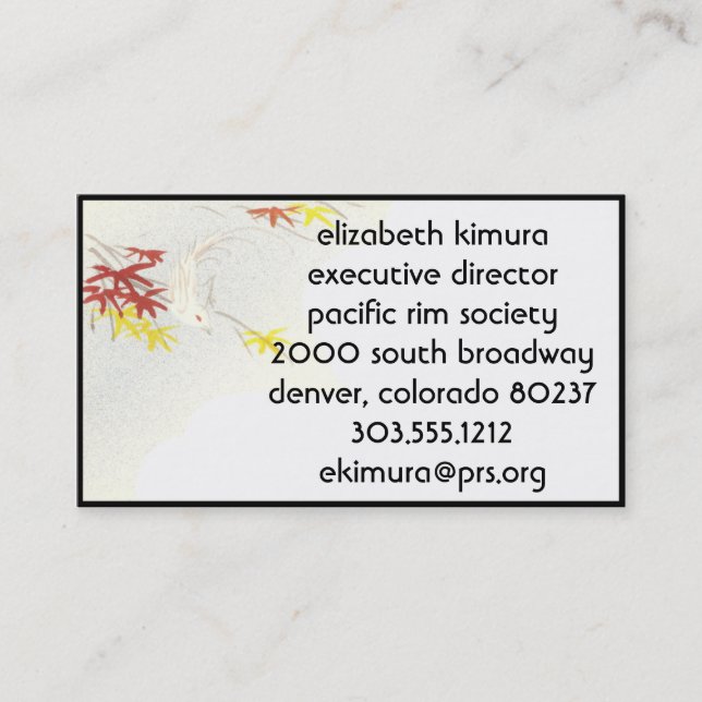 Vintage Leaves Asian Style Business Cards (Front)