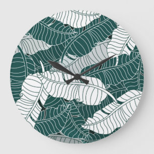 Vintage Leaves Pattern Background Large Clock