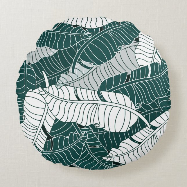 Vintage Leaves Pattern Background Round Cushion (Front)