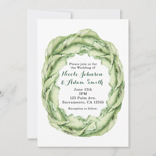 Vintage Leaves Tropical Chic Wedding Invitations (Front)